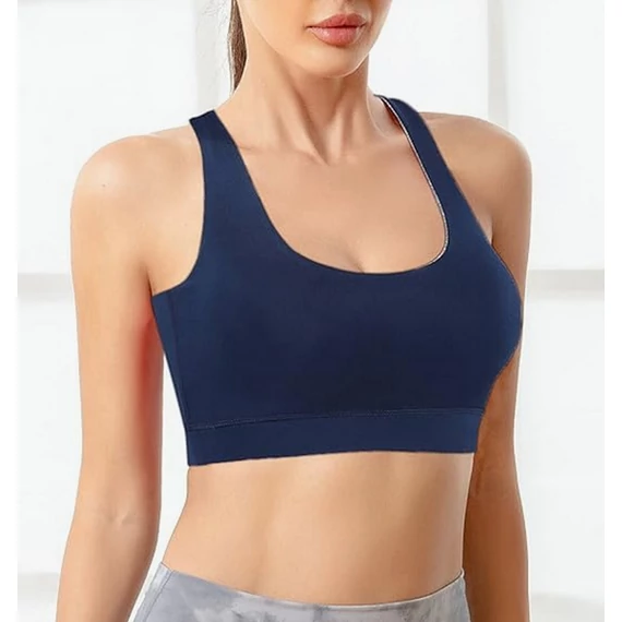 TOP wide strap blue sports bra for women