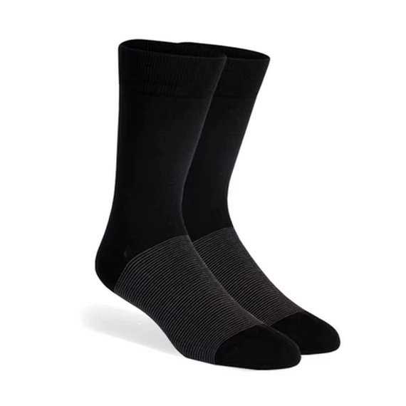 Men's Desinger pattern cotton CREW casual black thin striped socks