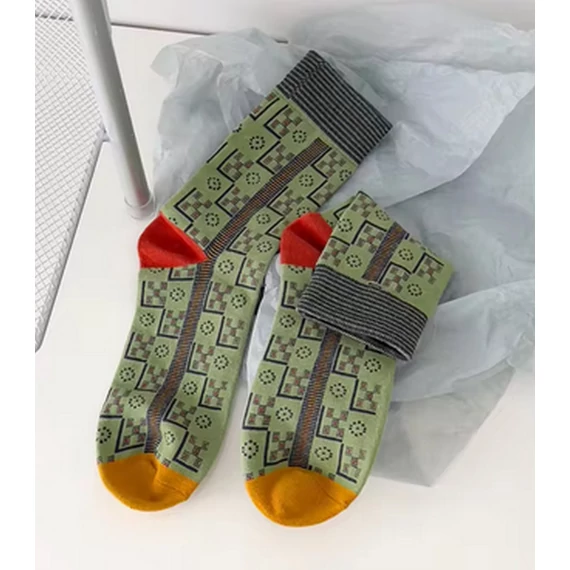 Men's geometric patchwork patterned socks