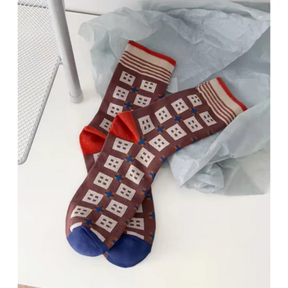 Men's geometric patchwork patterned socks