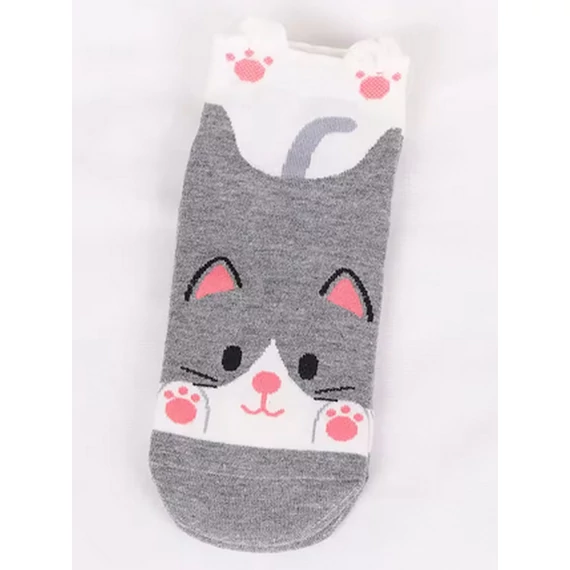 Women's animal print grey ankle socks
