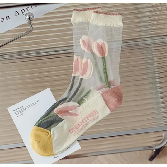 Women's flower pattern ultra thin nylon socks (1)