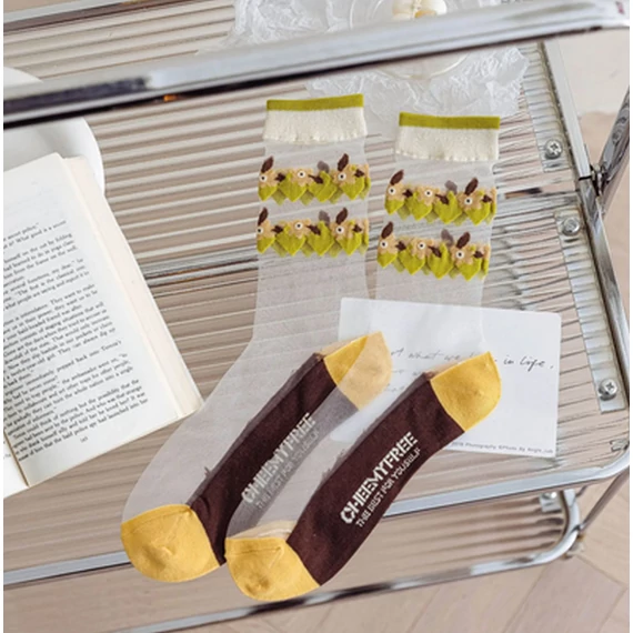 Women's Vintage Floral Patterned Nylon Mesh Sheer Silk Socks
