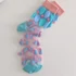 Picture 1/2 -Women's heart-shaped nylon mesh light blue socks