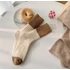 Picture 1/2 -Winter two-tone brown-cream wool socks for women