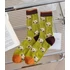 Picture 1/2 -Women's Vintage Floral Patterned Nylon Mesh Green Silk Socks