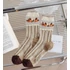 Picture 1/2 -Women's Vintage Floral Patterned Nylon Mesh Brown Silk Socks