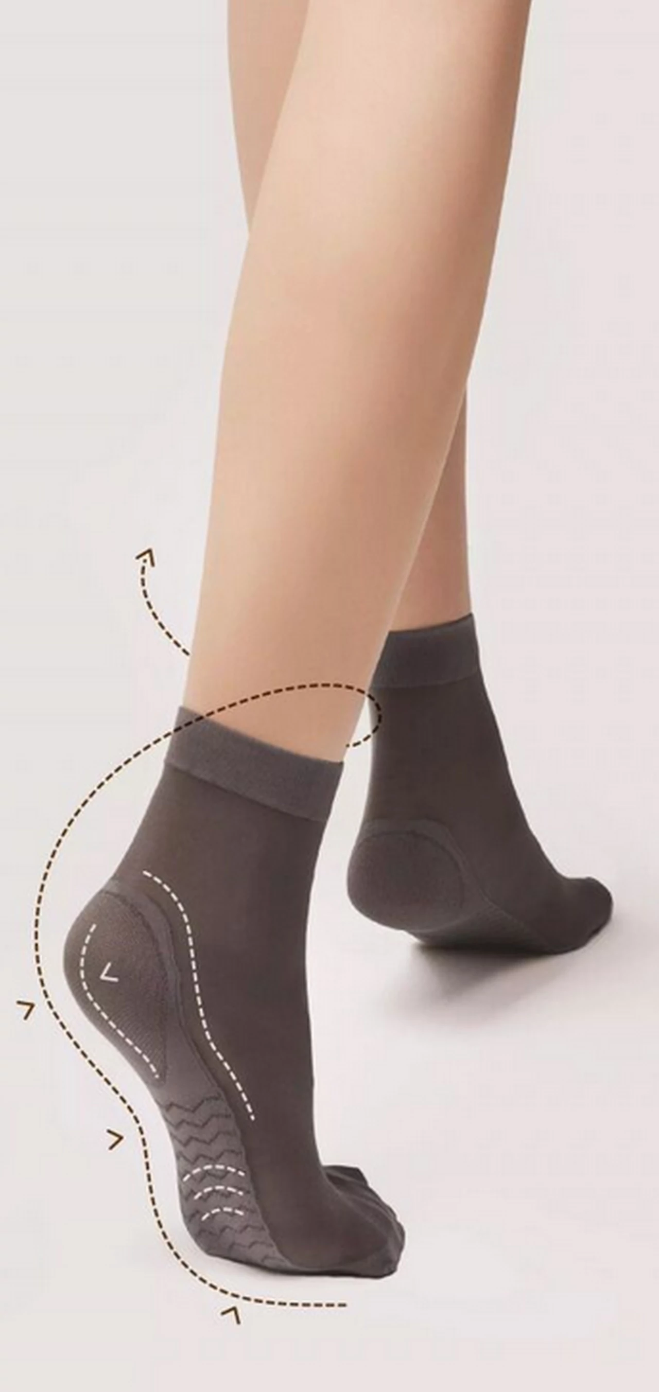 MASSAGE 40 DEN brown ankle highs socks
