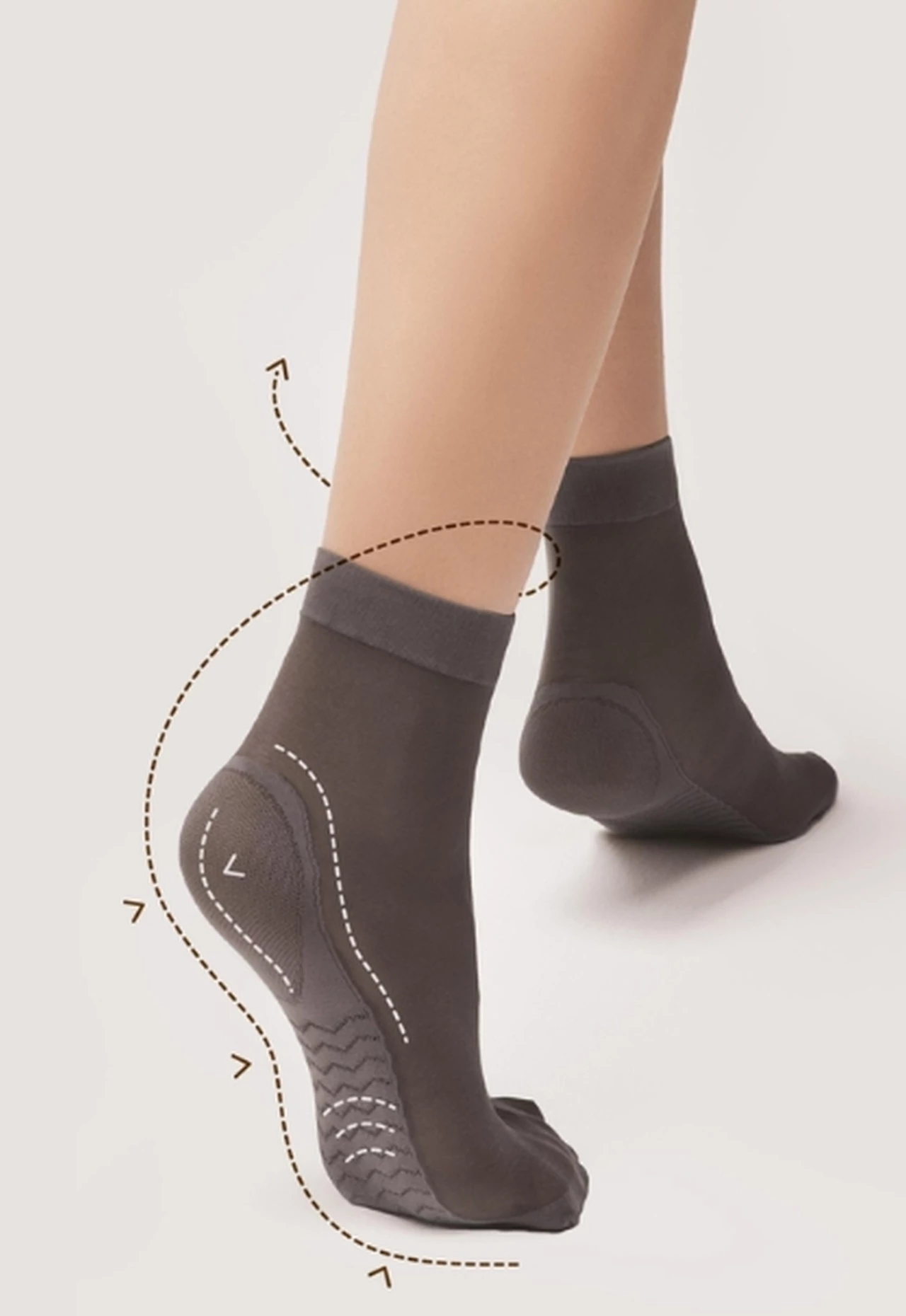MASSAGE 20 DEN black ankle highs socks