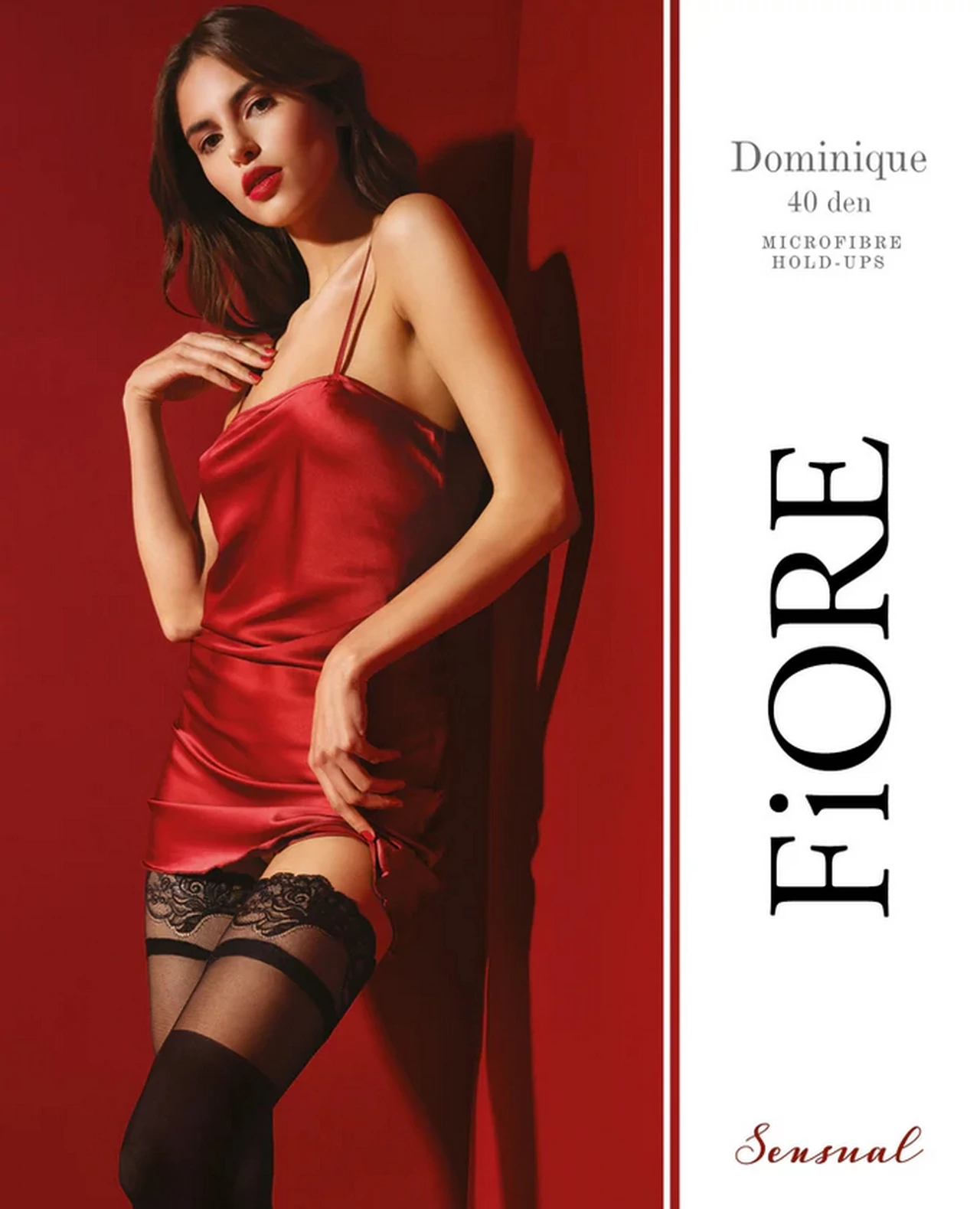 DOMINIQUE 40 DEN patterned black thigh highs stocking