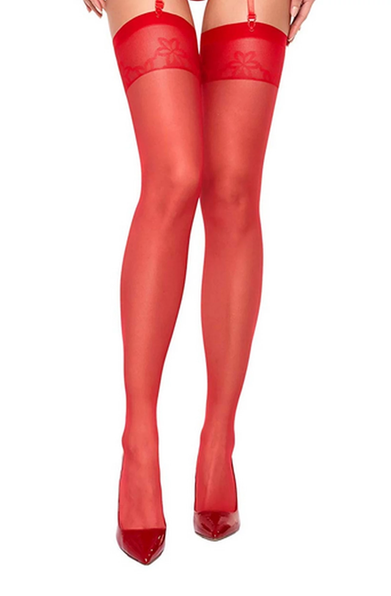 ECLIPS 20 DEN red thigh highs stocking for suspenders