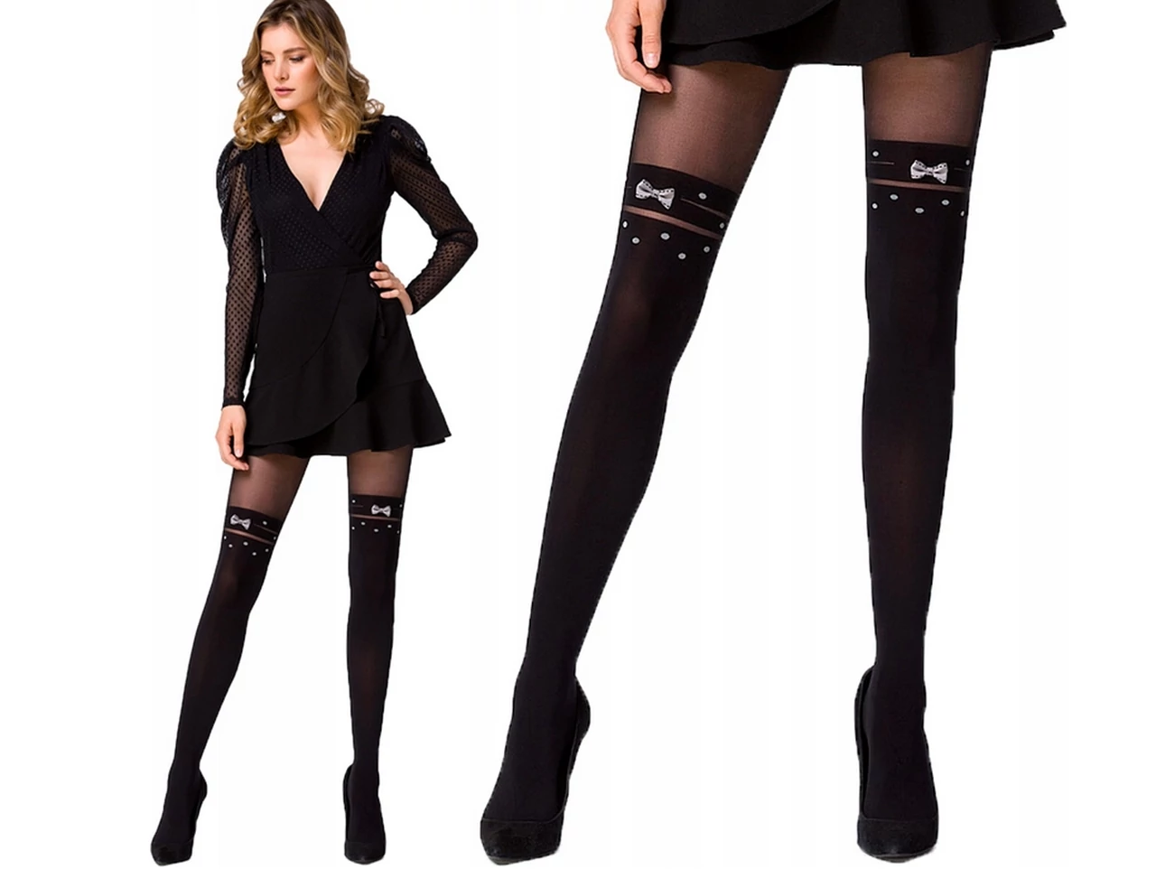 CATWALK 3D 50 DEN black microfiber patterned tights