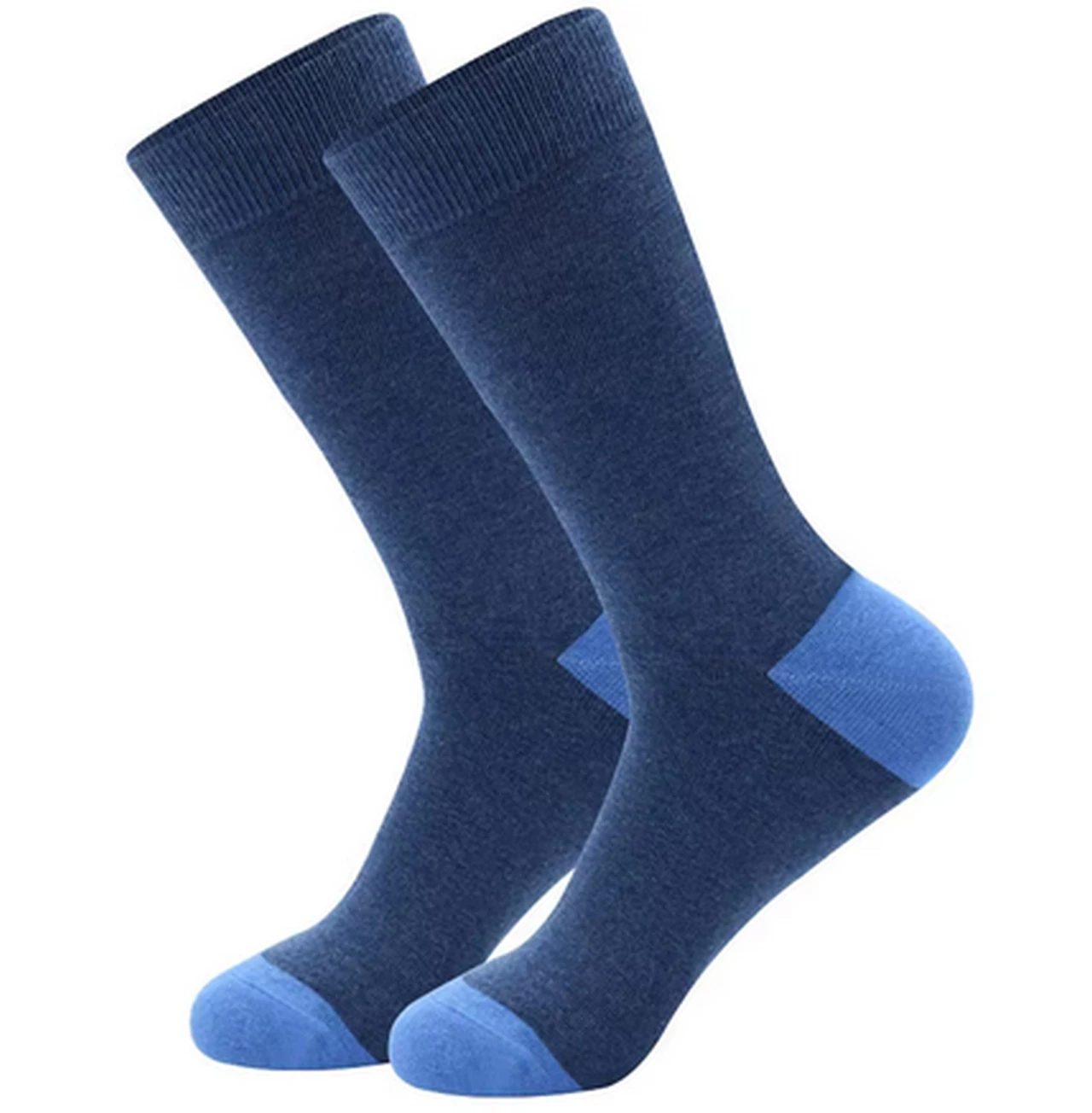 Men's Desinger pattern cotton CREW casual blue socks