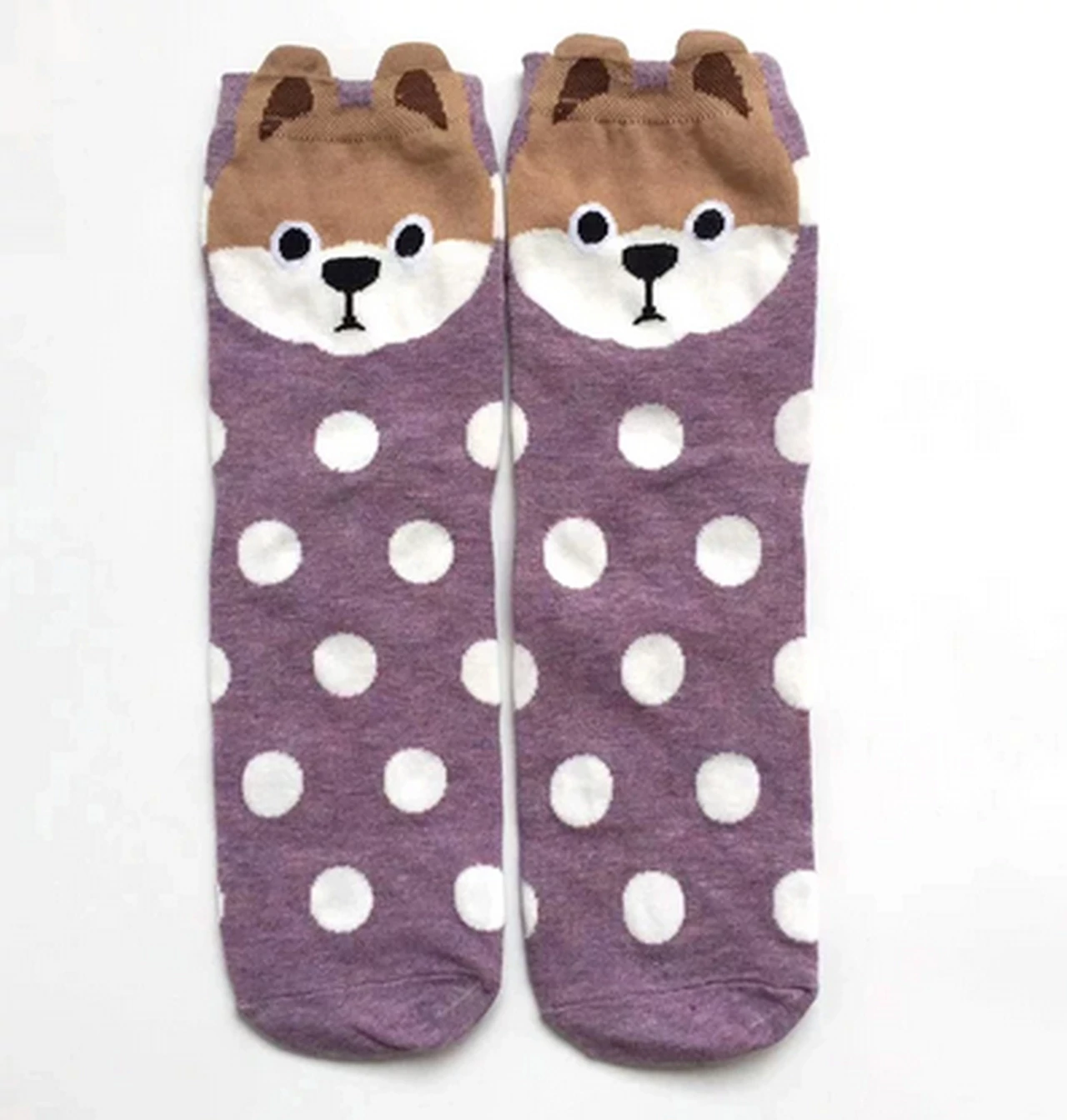 Women's Korean French bulldog animal print dark purple socks