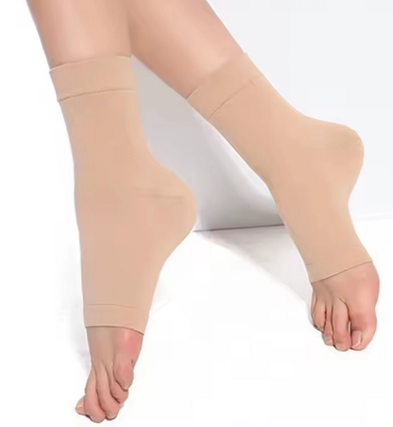 Compression footless ergonomic natural ankle socks