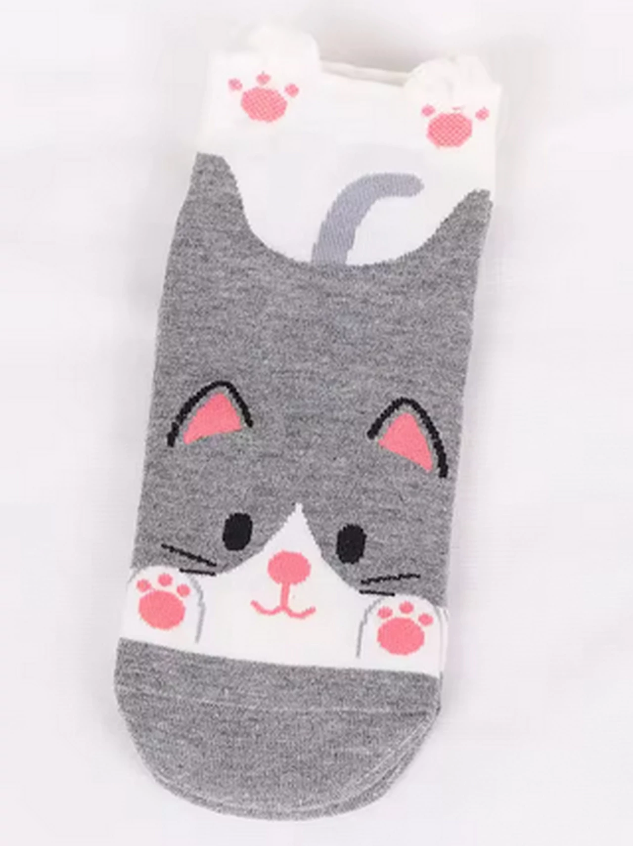 Women's animal print grey ankle socks