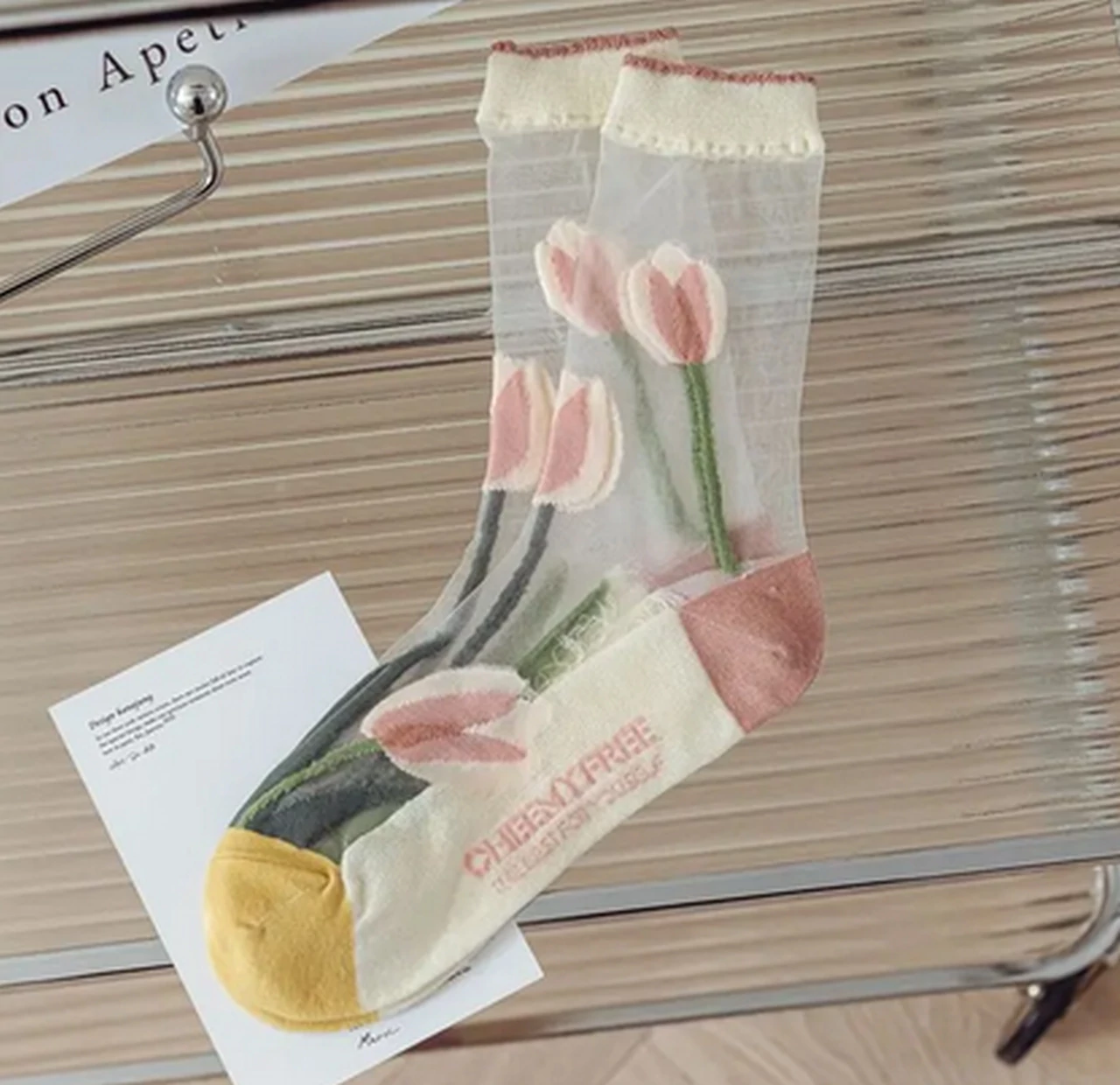 Women's flower pattern ultra thin nylon socks (1)